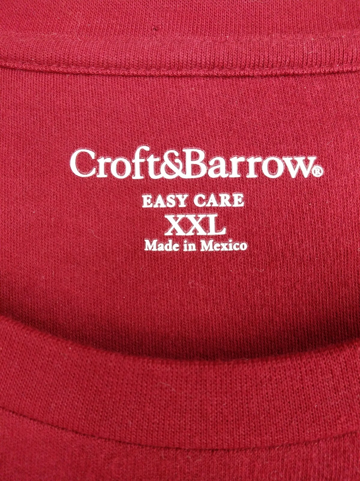 CROFT & BARROW T Shirt Mens 2XL Red Classic Fit Easy Care Long Sleeve Pull Over gallery
