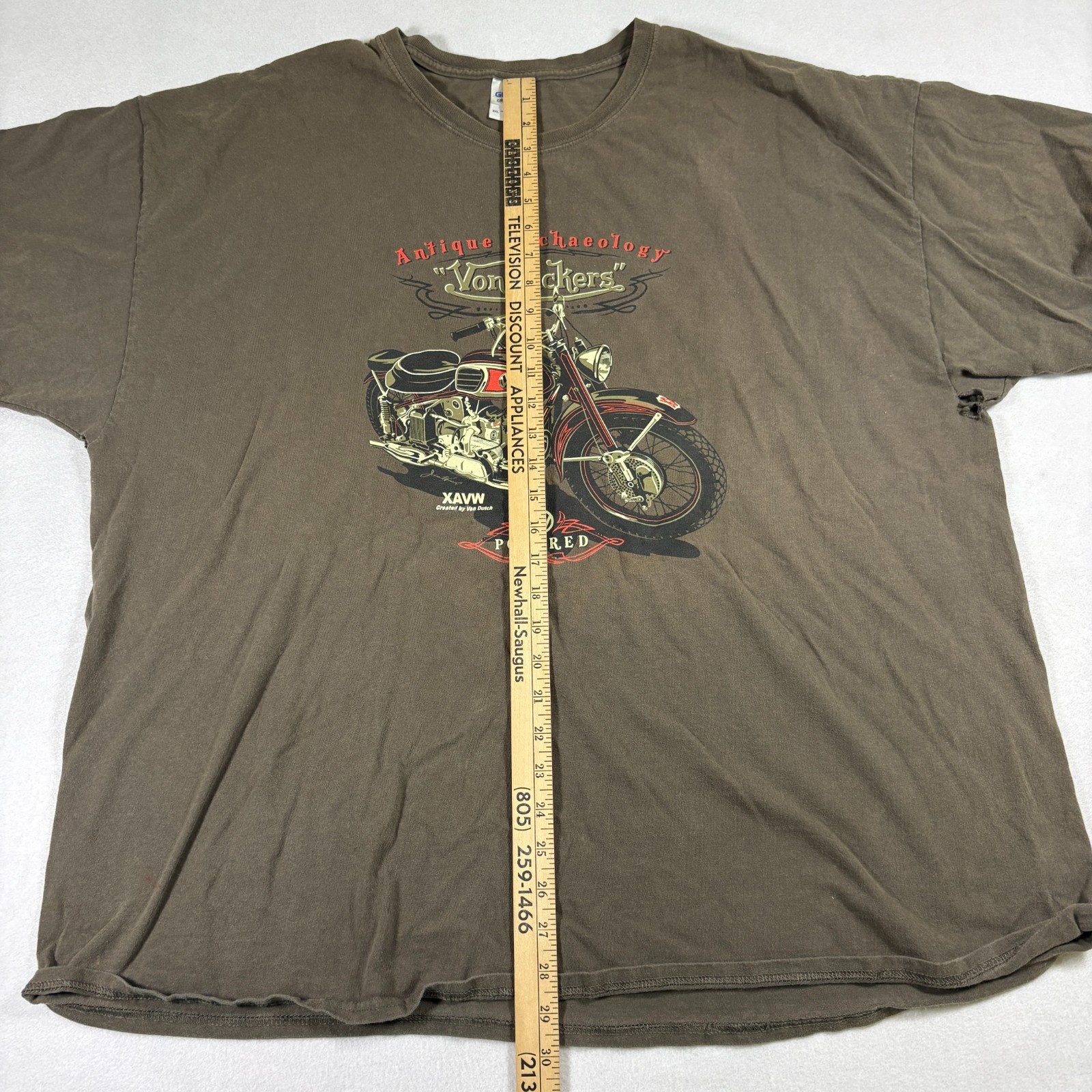 Biker Tshirt 3XL Brown Graphic T Shirt Von Pickers Motorcycle Vintage Grunge Tee gallery