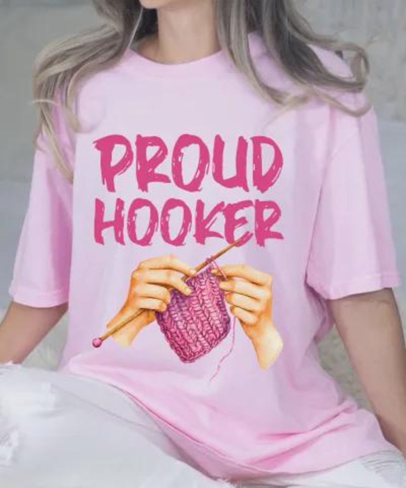 Proud Hooker Crochet Shirt Funny Crochet Graphic Tee Knitting Humor T-shirt gallery