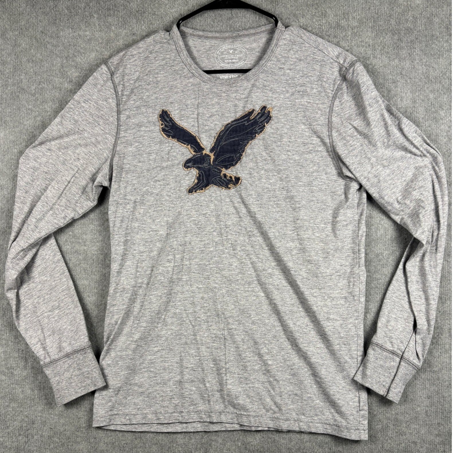 American Eagle Athletic Fit Long Sleeve Eagle Logo Tee Size M Grey Heather gallery