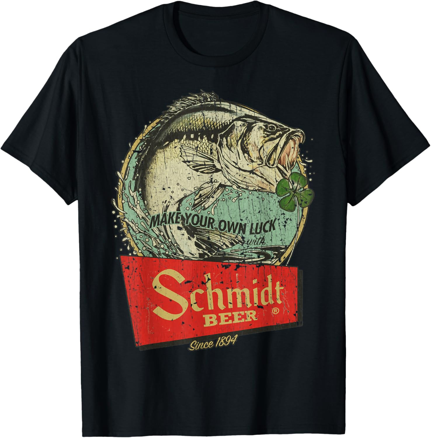 Fishing Schmidt Beer Make Your Own Luck 1894 Vintage T Shirt gallery