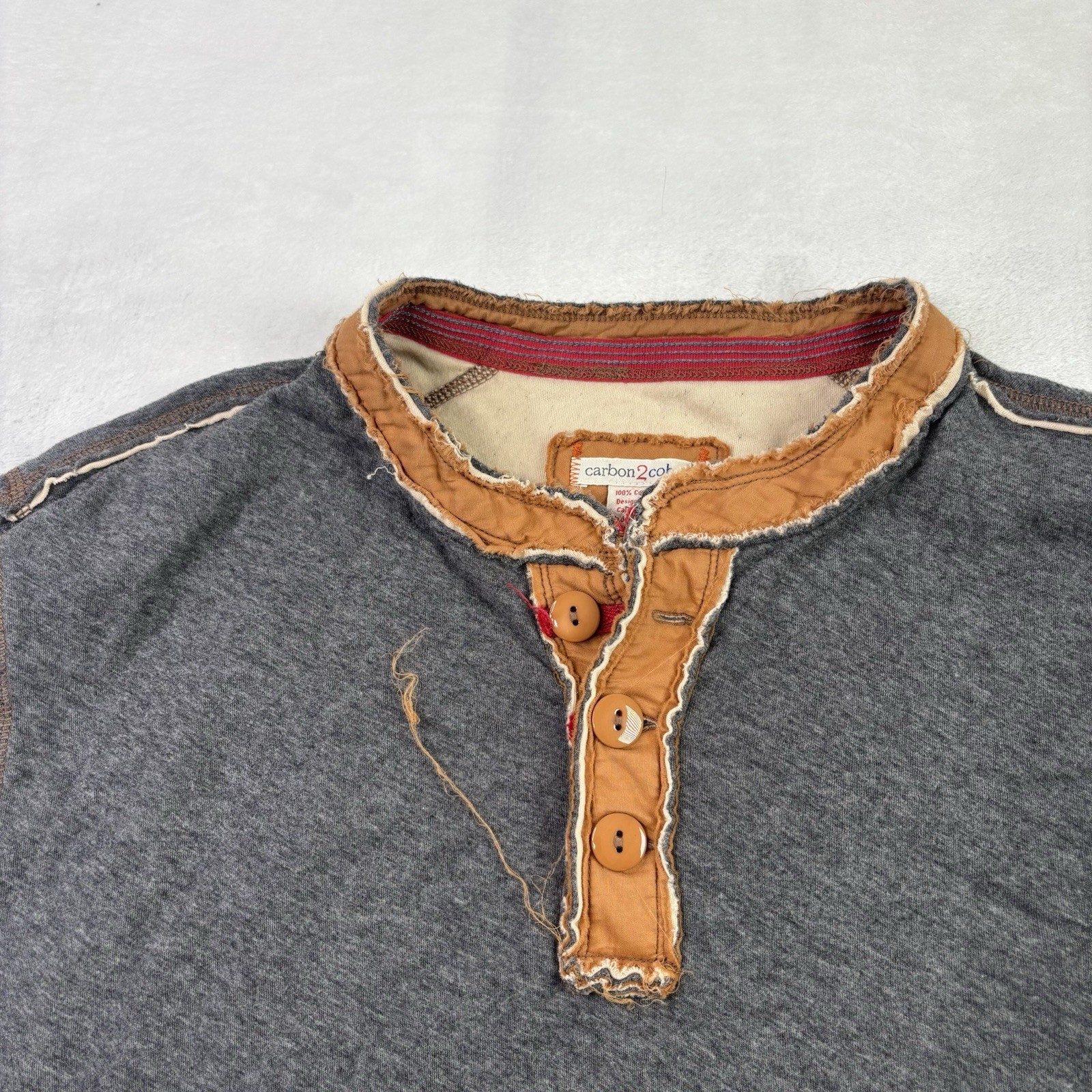 Carbon 2 Cobalt Henley Grey Long Sleeve Shirt Men's Large gallery