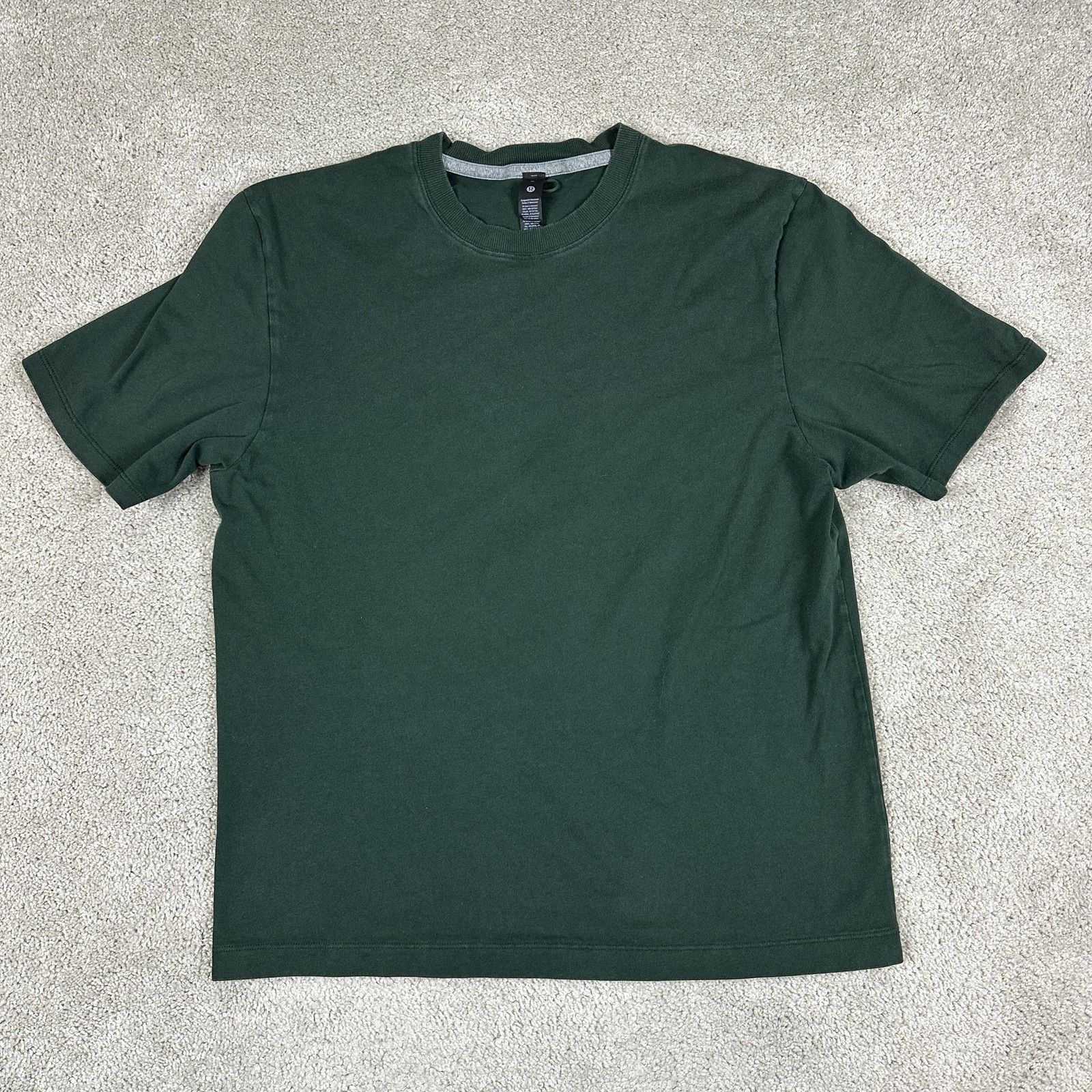 Lululemon Shirt Mens Medium Green Short Sleeve Crewneck Cotton Modal Tee Casual gallery