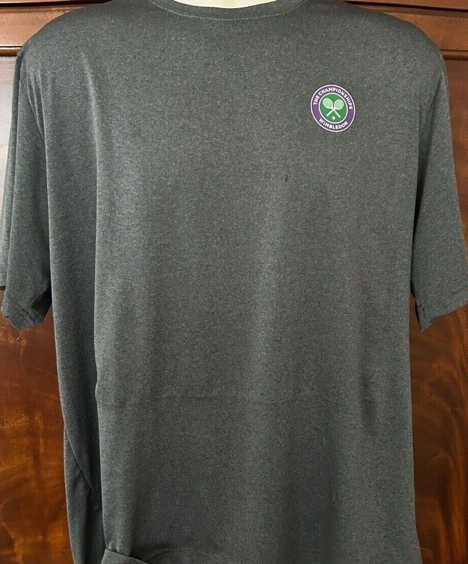 Wimbledon Logo on Graphite Heather T’s 3.8-OZ, 100% Poly Dry-Fit – New