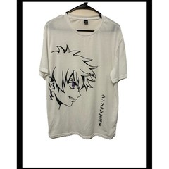 Anime Graphic T-Shirt White Purple Eye Character Manga Streetwear Mens XL