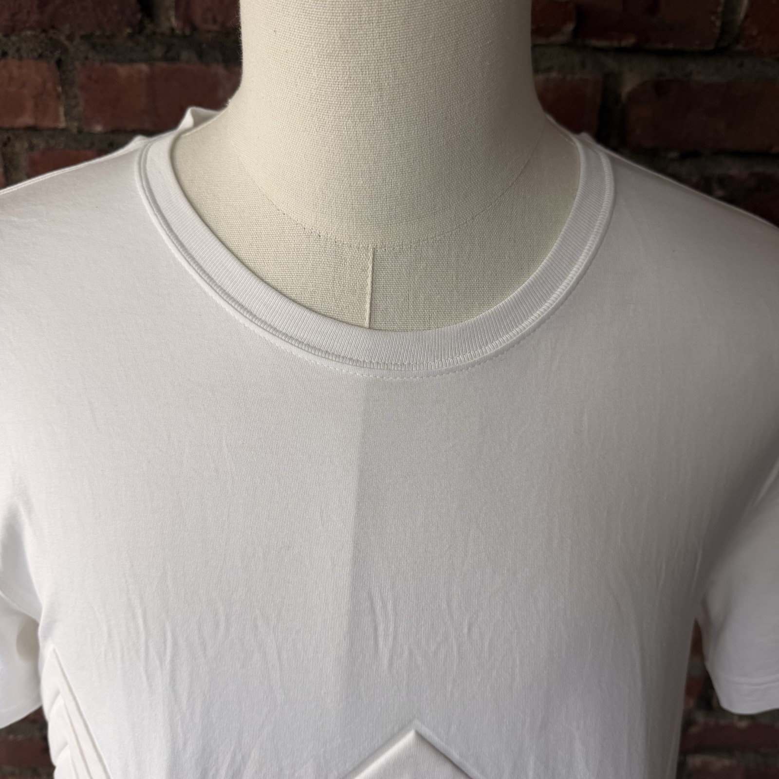 Bottega Veneta White Chevron Embossed Shirt Size 48 Luxury Tee Made In Italy gallery