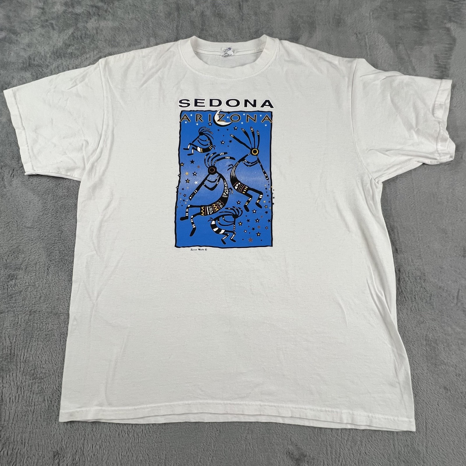 Sedona Arizona Shirt Mens XL White Graphic Kokopelli Souvenir Tee Anvil Cotton