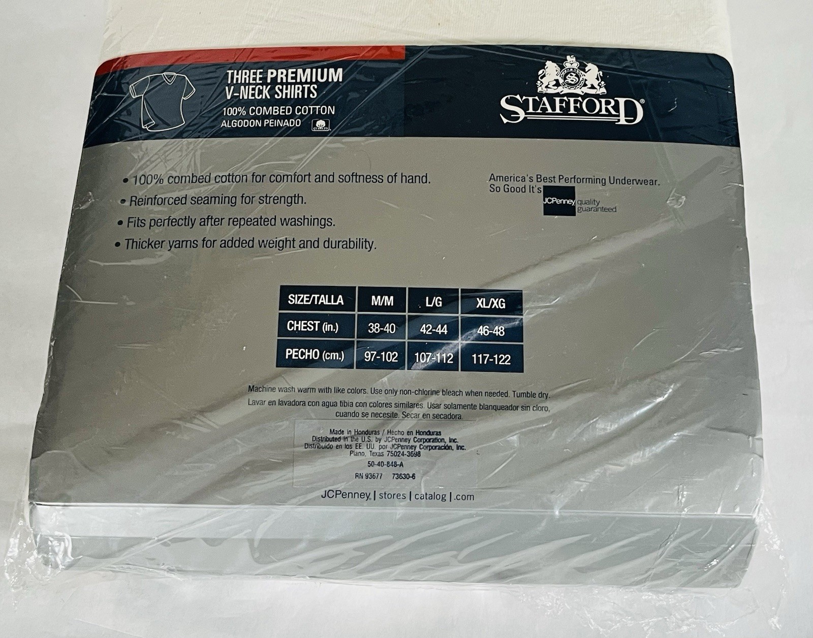 Stafford 3 Premium V-Neck Shirts 100% Combed Cotton XX-Large White NEW SEALED gallery