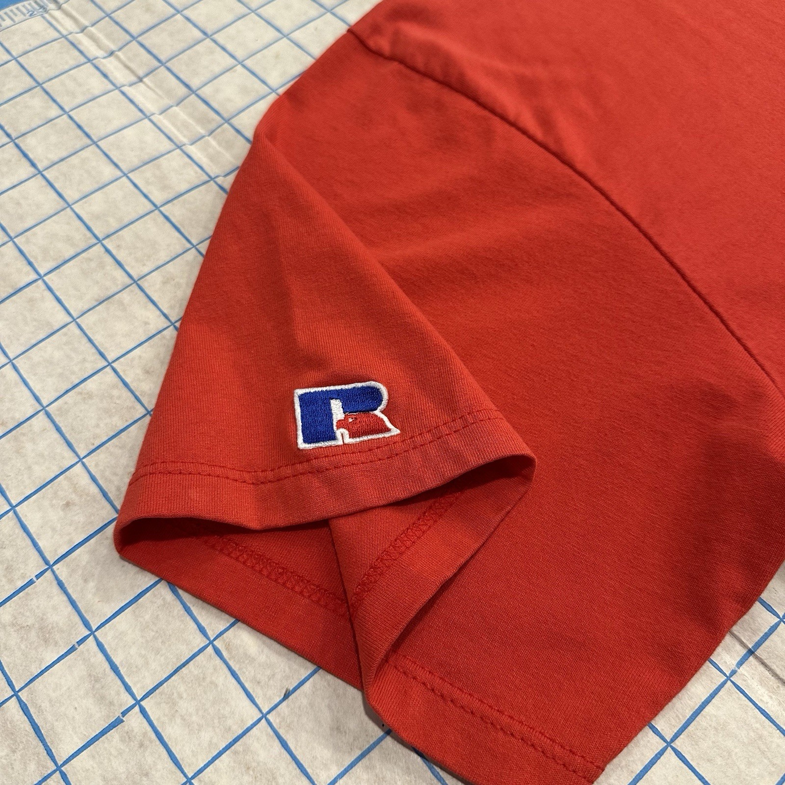 Vintage Russell Athletic Henley T-Shirt 90s USA Baseball Distressed RedBoxy Fit gallery