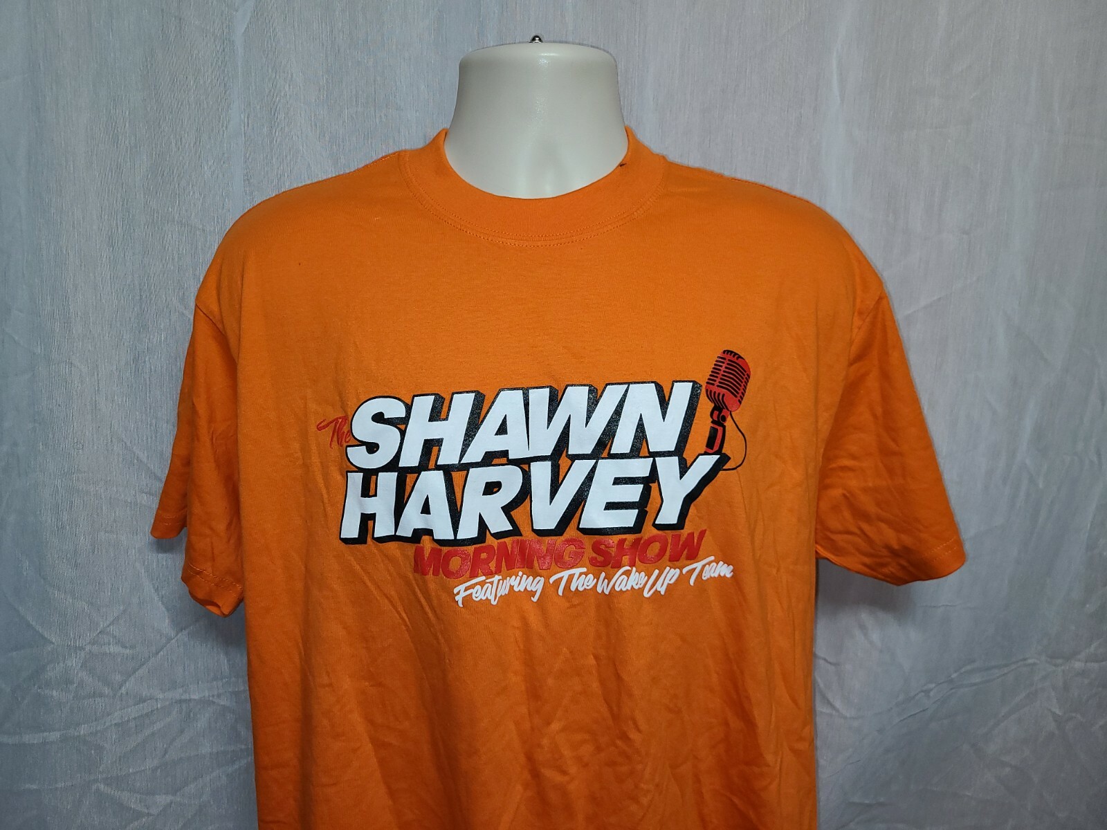 The Shawn Harvey Morning Show Featuring the Wake Up Team Adult Orange XL TShirt gallery