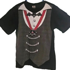 MEN’S Halloween DRACULA Vampire BAT Skull Black ss T-SHIRT Costume SIZE Medium