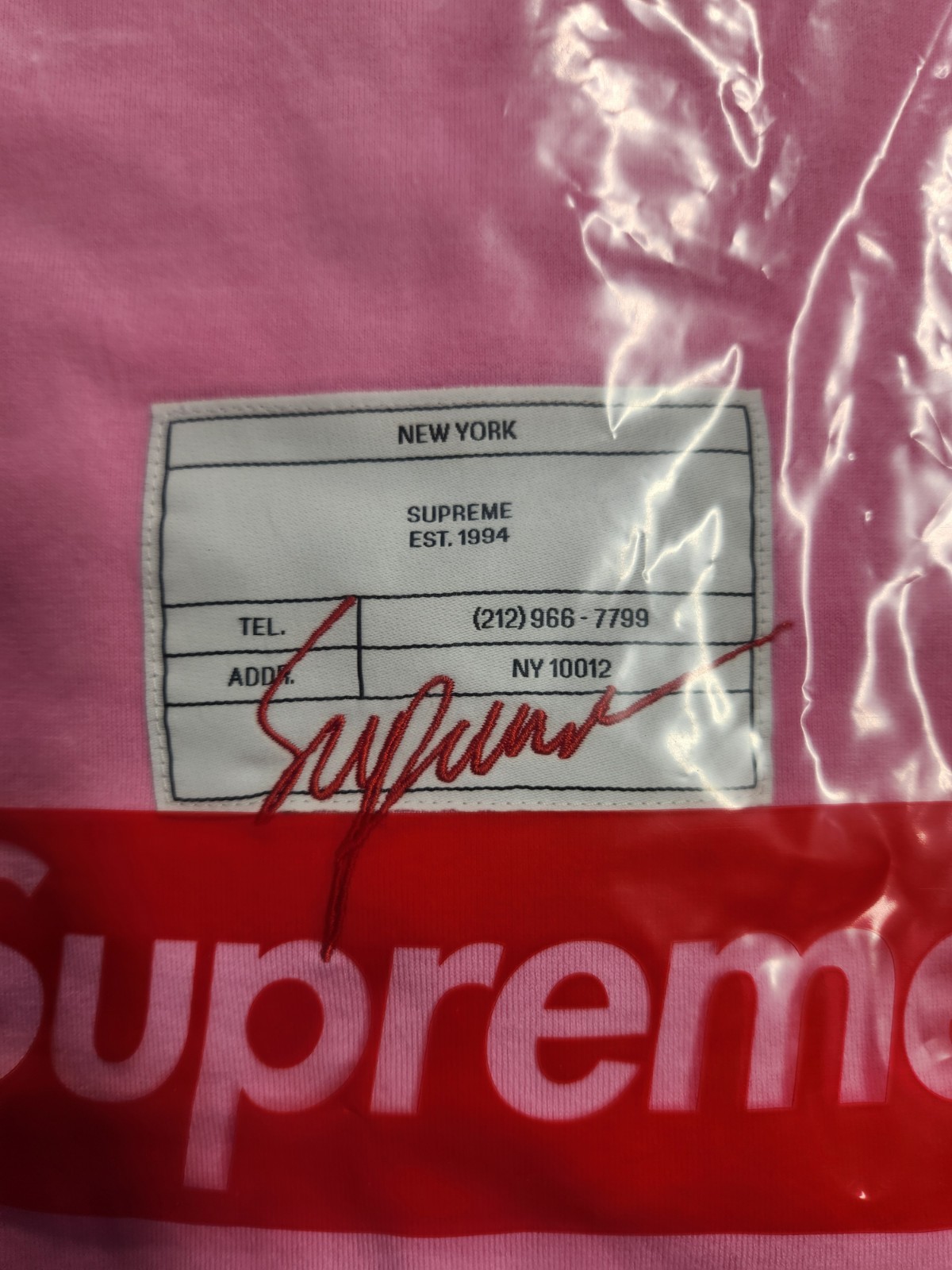 Supreme Signature Label S/S Top T-Shirt Pink XL SS21 gallery