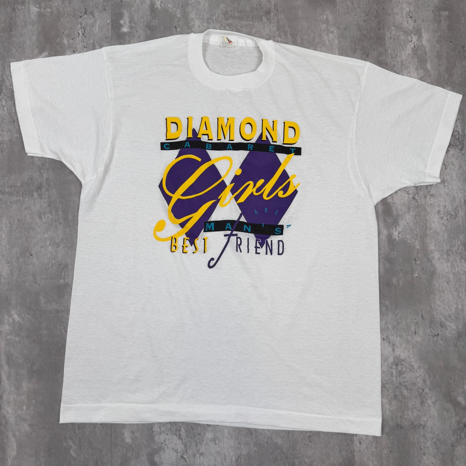 Vintage Diamond Cabaret T-Shirt Mens XL White Strip Gentlemans Club Girls 80s gallery