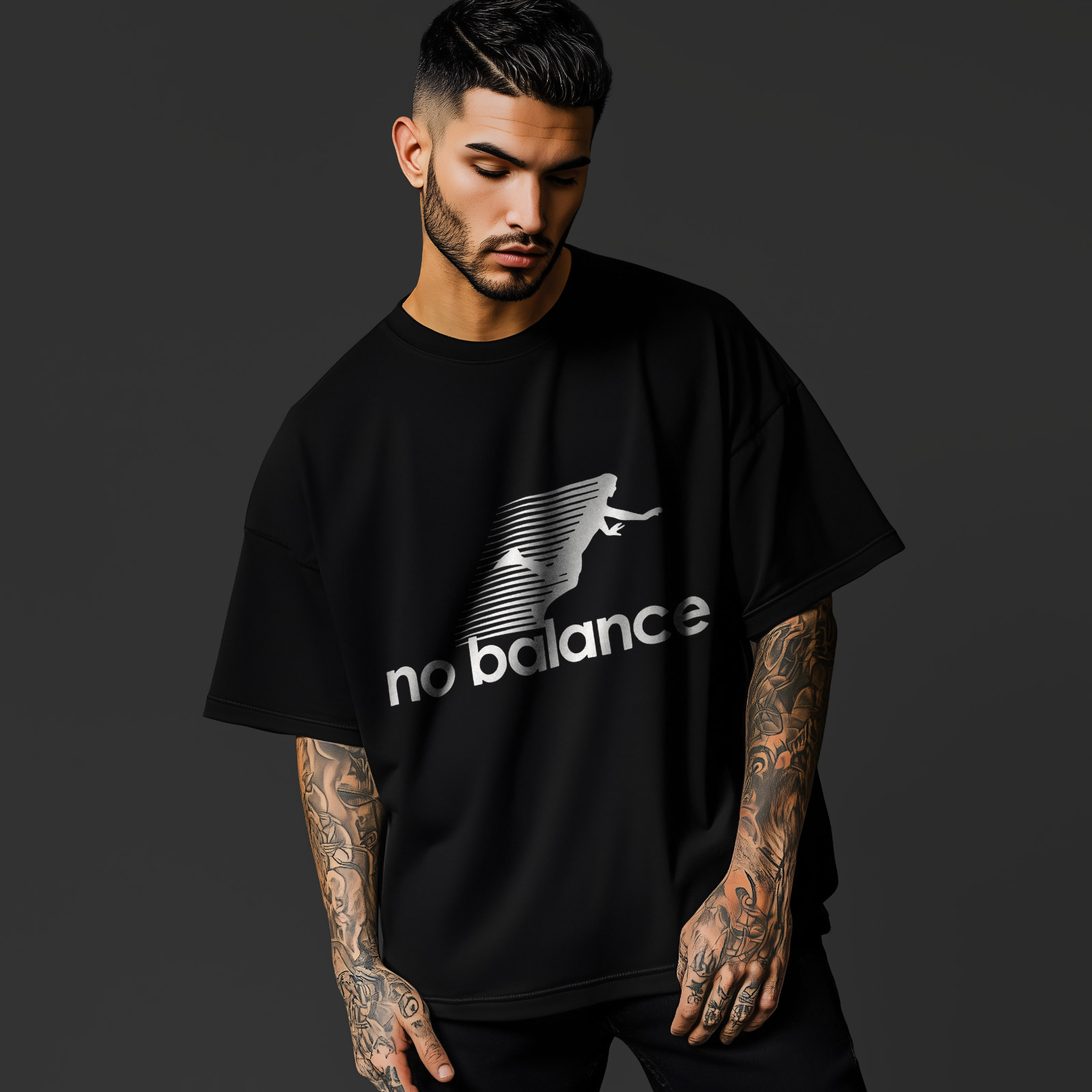 No Balance Funny T-Shirt – Parody Graphic Tee with Falling Silhouette A326 gallery
