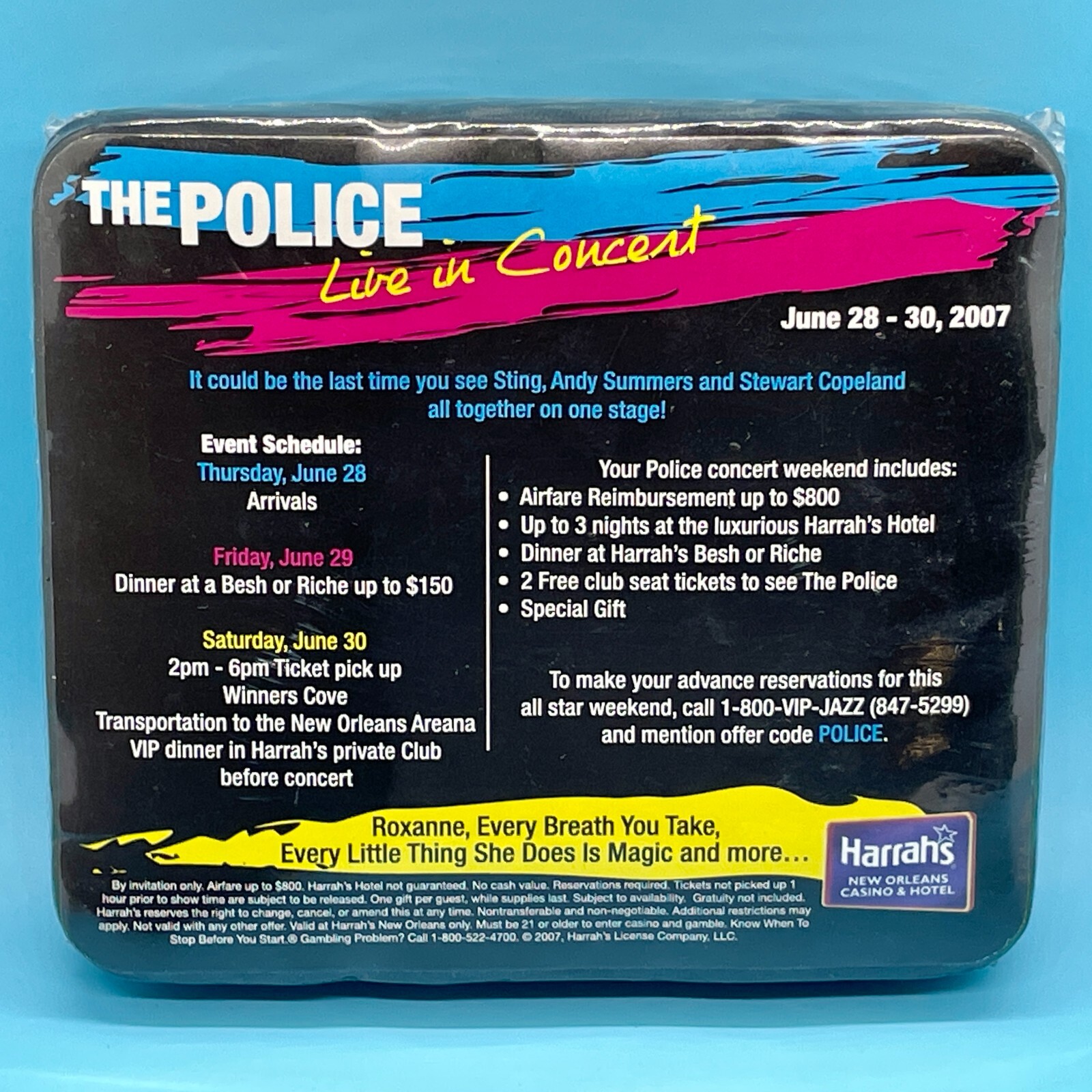 The Police Live In Concert 2007 Black Shirt Harrah’s Casino June 28-30 – New! gallery