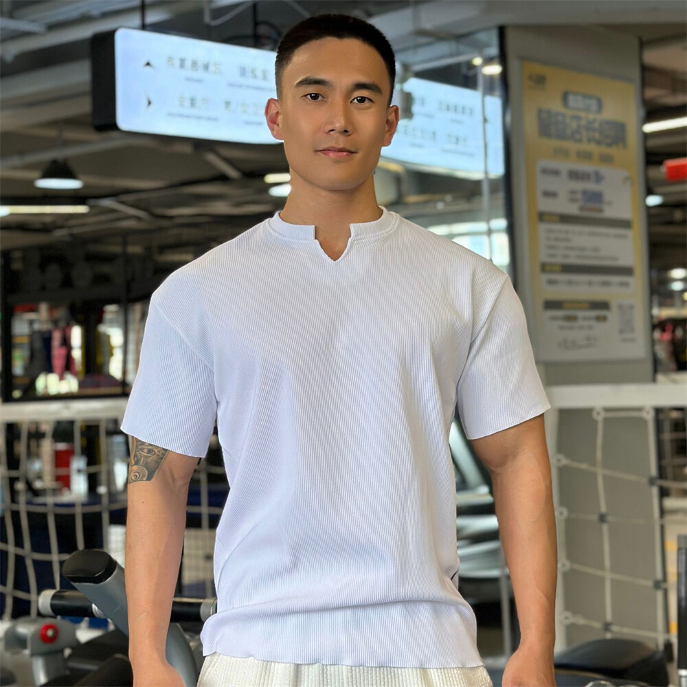Men's Baggy Short Sleeve T-Shirt Classic Casual Slim V-Neck Shirts gallery
