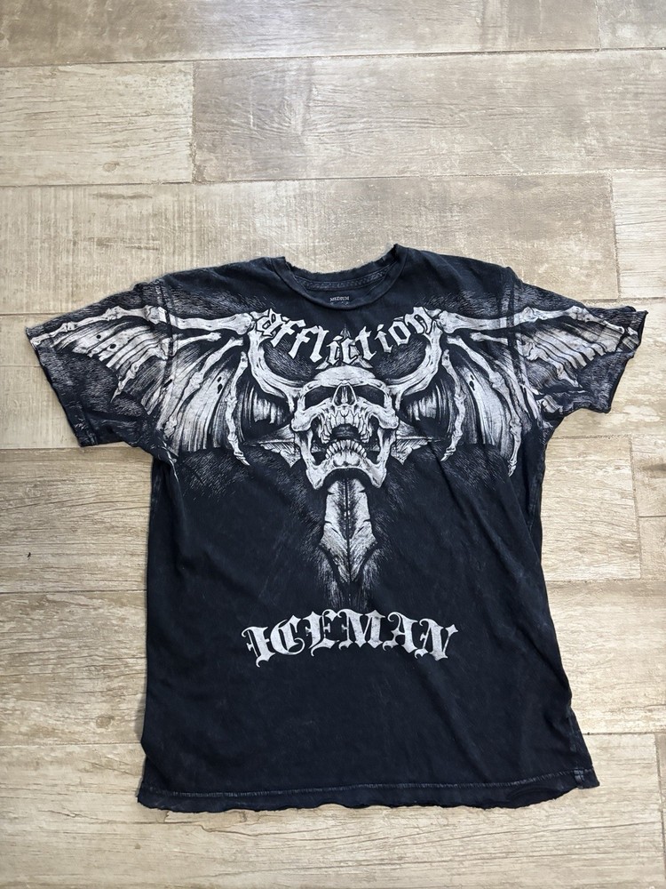 Affliction Signature Series Chuck Liddell Men’s M Black Double-Sided Skull Tee