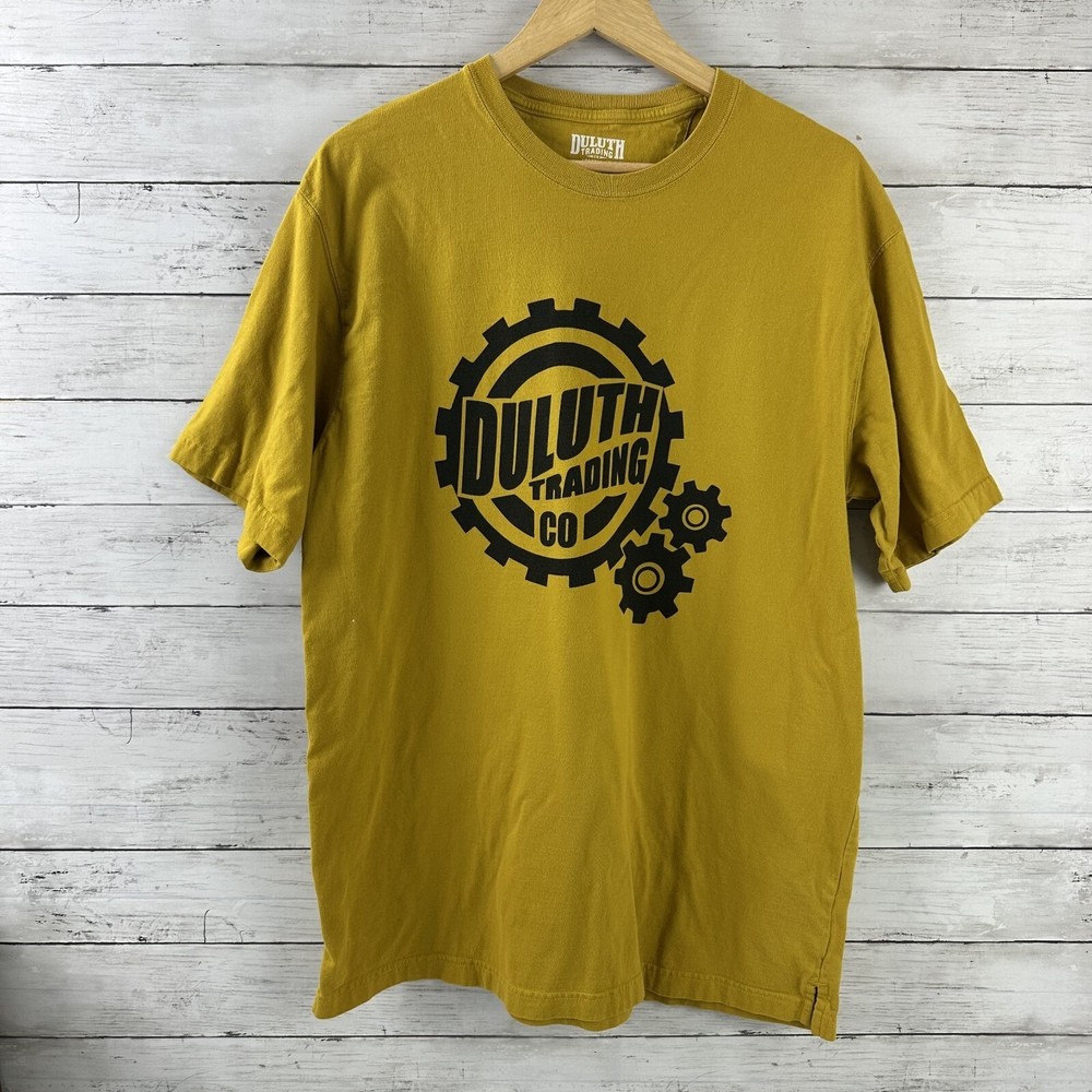 Duluth Trading Co Shirt Mens Medium Mustard Yellow Longtail T Gears Tee Outdoors