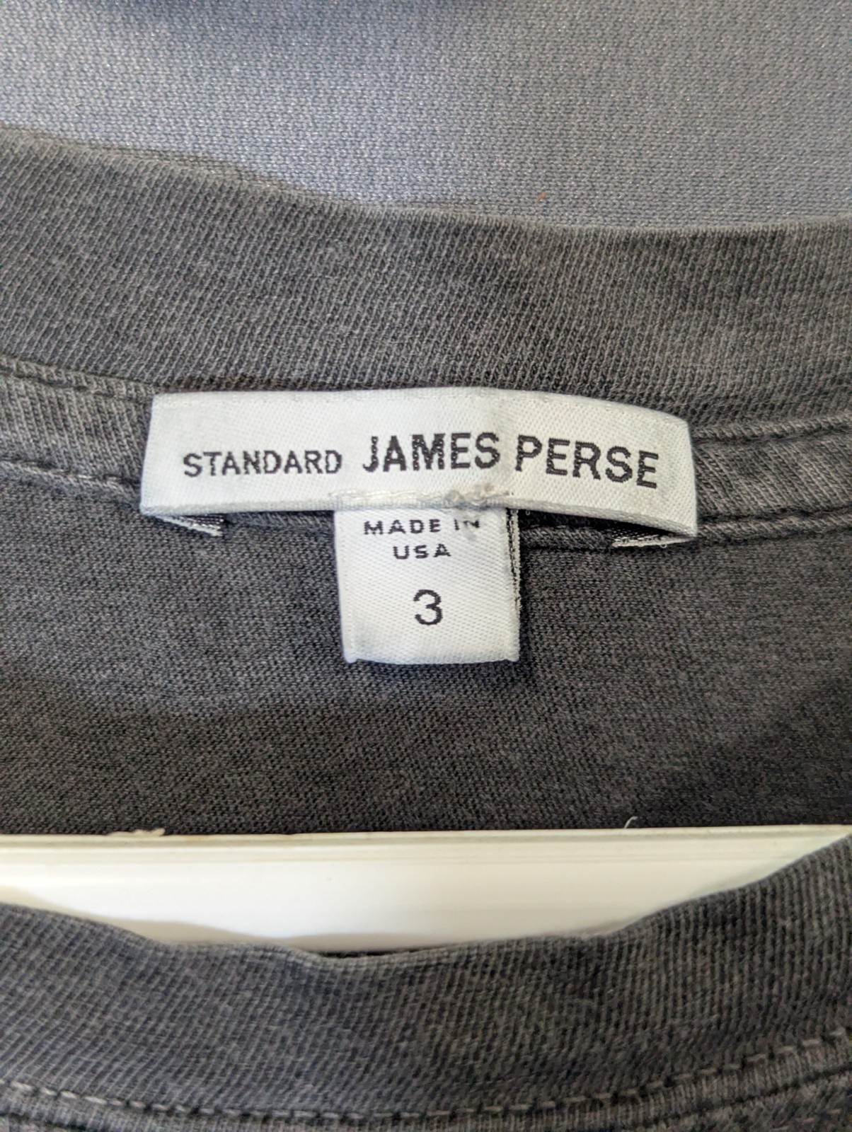 James Perse Standard Crew Neck Shirt/Blouse Grey Cotton Made in USA Size 3 gallery