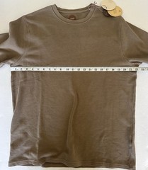 COMMON PEOPLE Ottoman Texture T-Shirt Large Ribbed Short Sleeved Brown