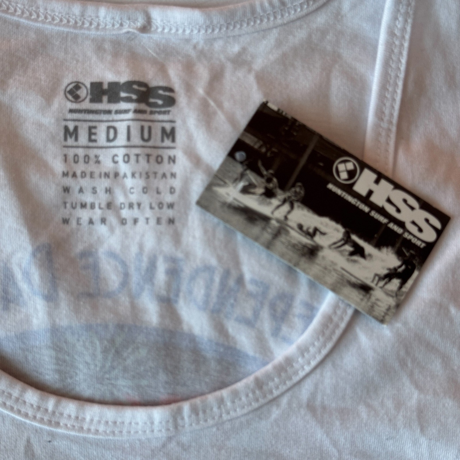 NWT Huntington Beach Surf & Sport HSS 4th of July Tank Top Medium White Graphic gallery