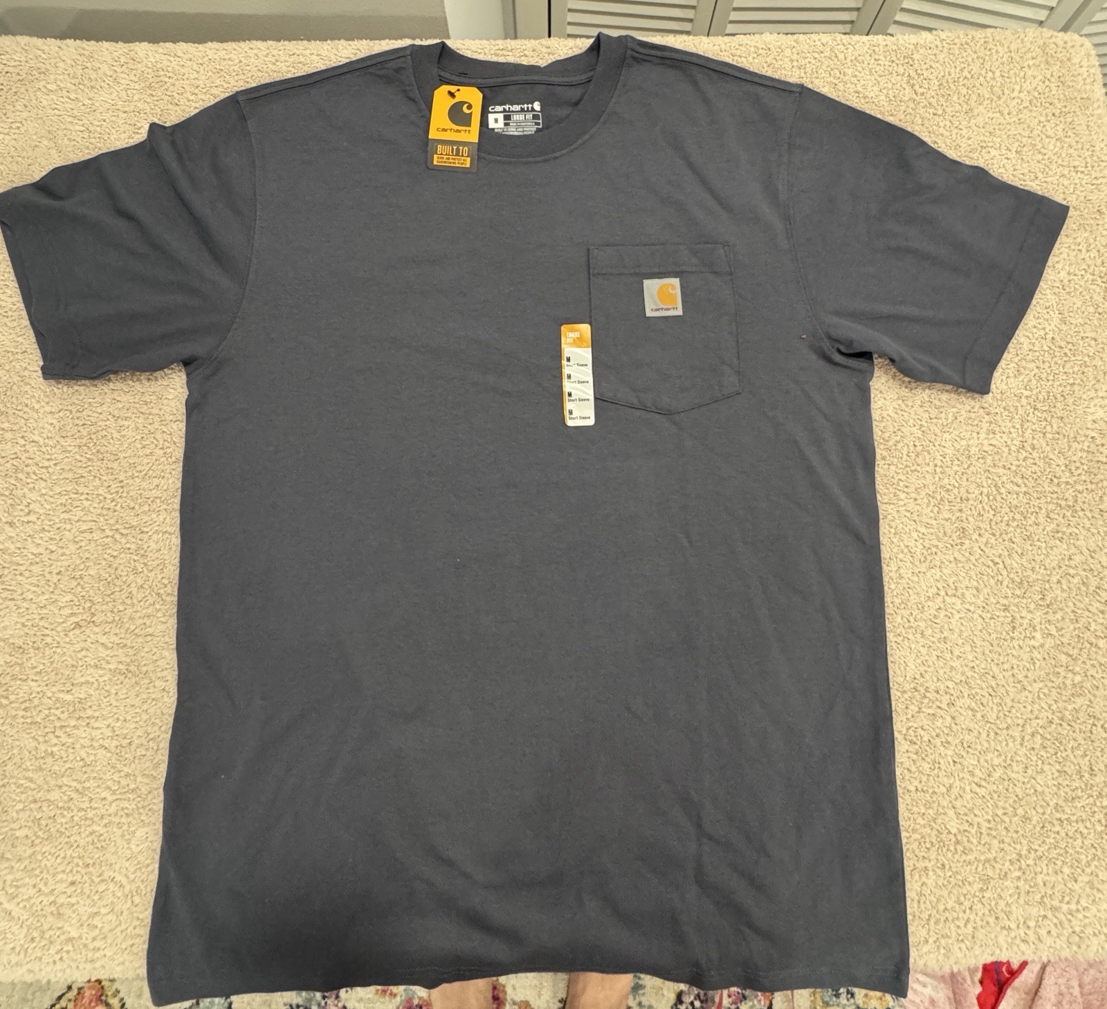 Carhartt NWT K87-M Men's Loose Fit Pocket Cotton Crew Neck T-Shirt M Blue gallery