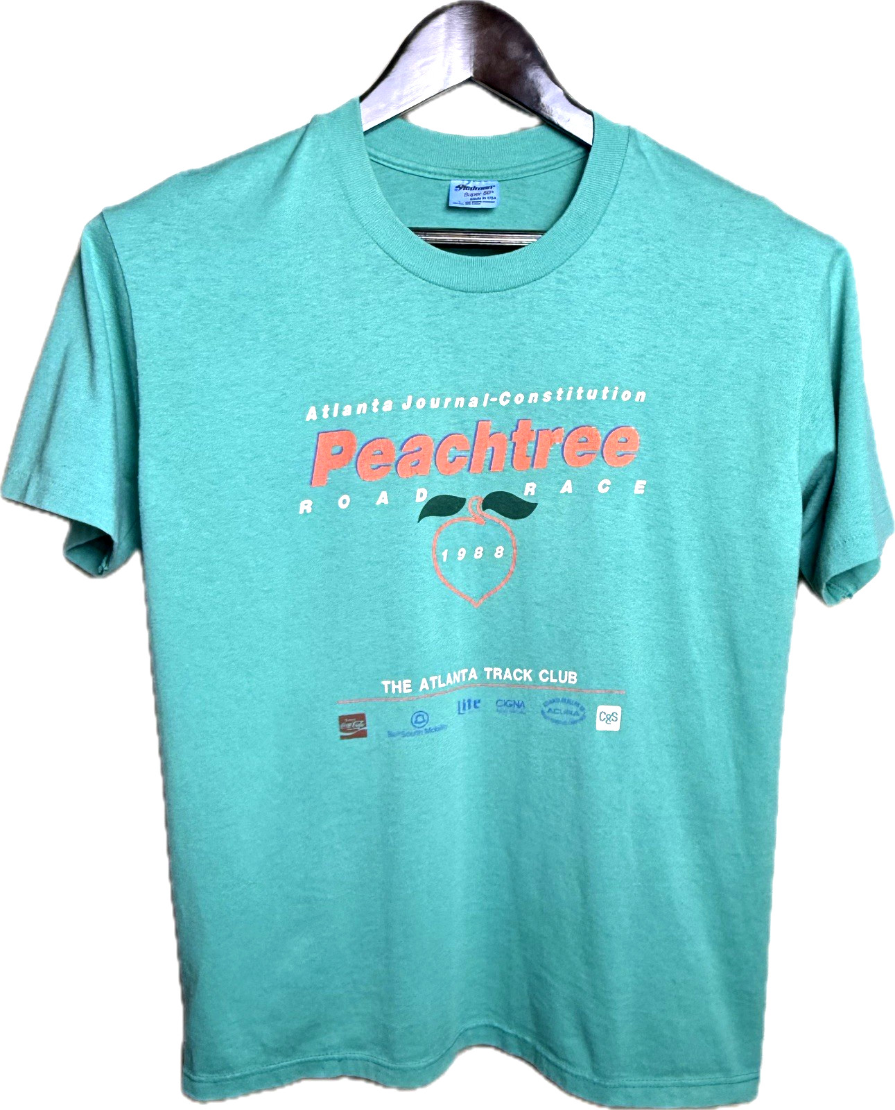 Vintage 1988 Peachtree Road Race T Shirt Large USA Single Stitch Atlanta Tee