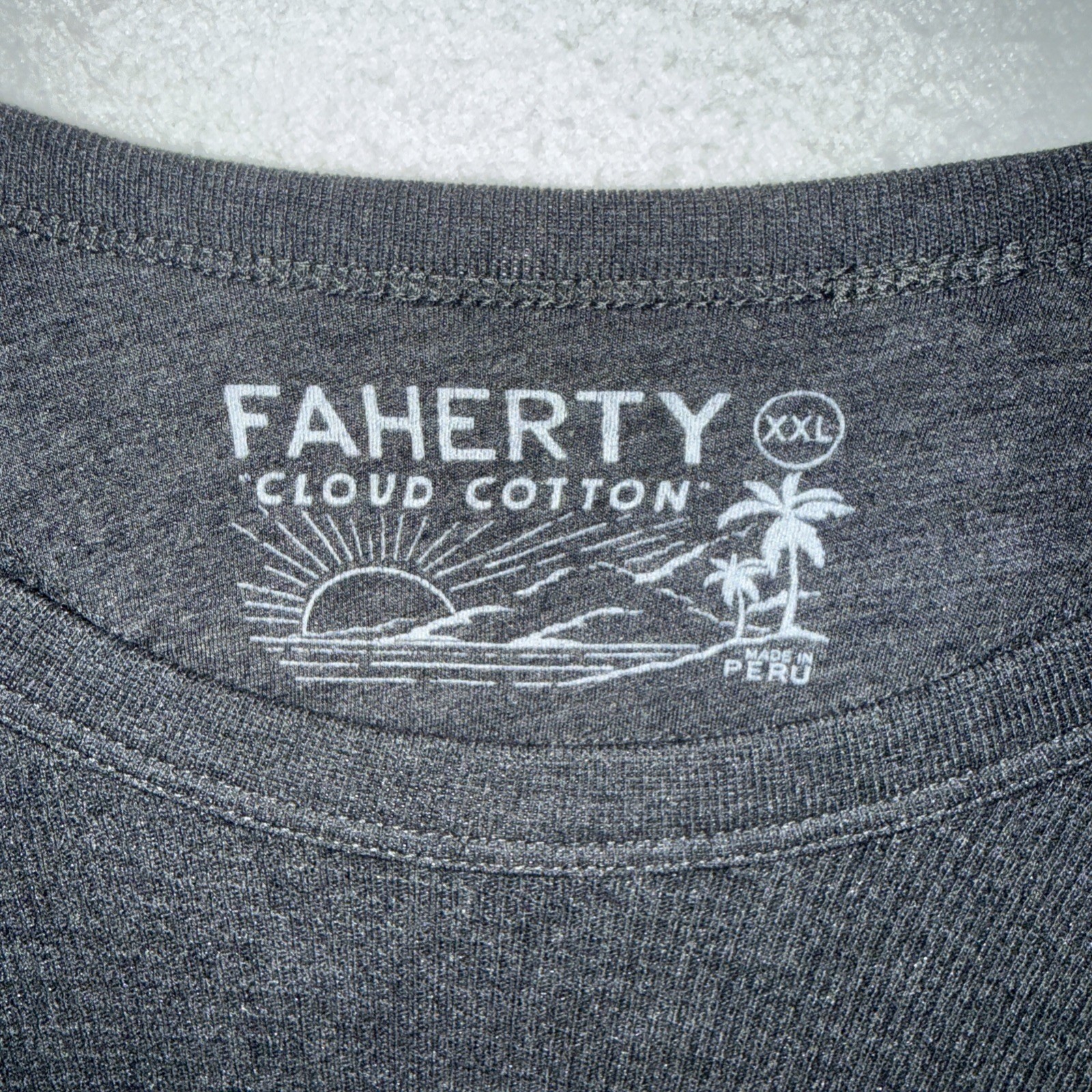 Faherty Men's Cloud Waffle Crew Thermal Shirt XXL Charcoal Heather Long Sleeve gallery