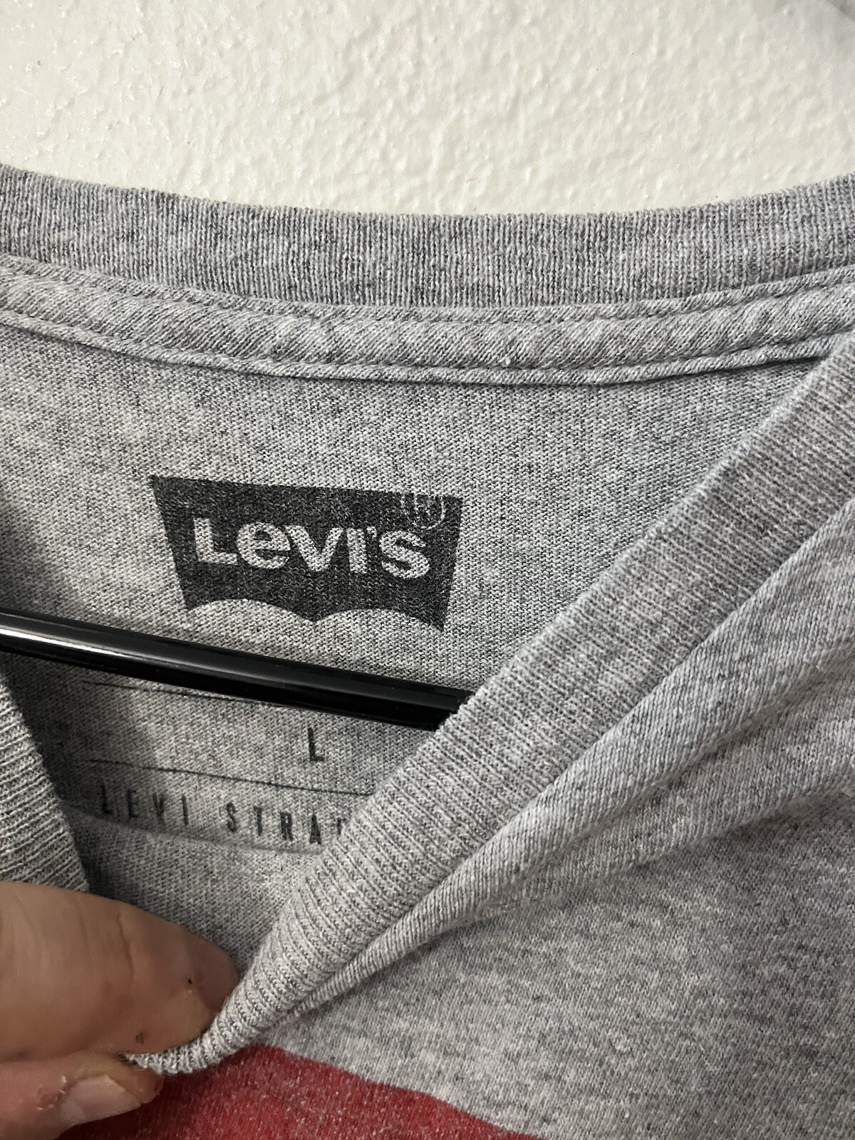 Levis Shirt Adult Large Gray Big Logo Crew Neck Tee Men Solid gallery