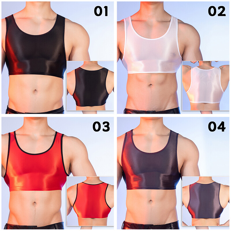 Lingerie Half Tank Top Glossy Vest Workout Sports Bras Sleeveless Undershirt gallery
