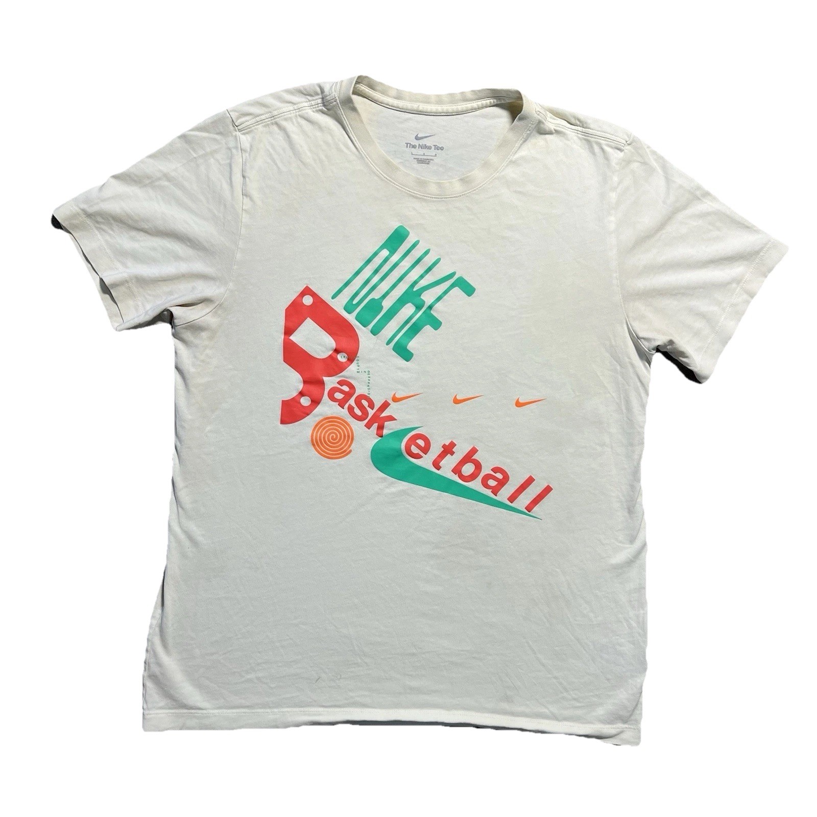 Nike Hoops Basketball T Shirt Mens L White Double Sided Swoosh gallery