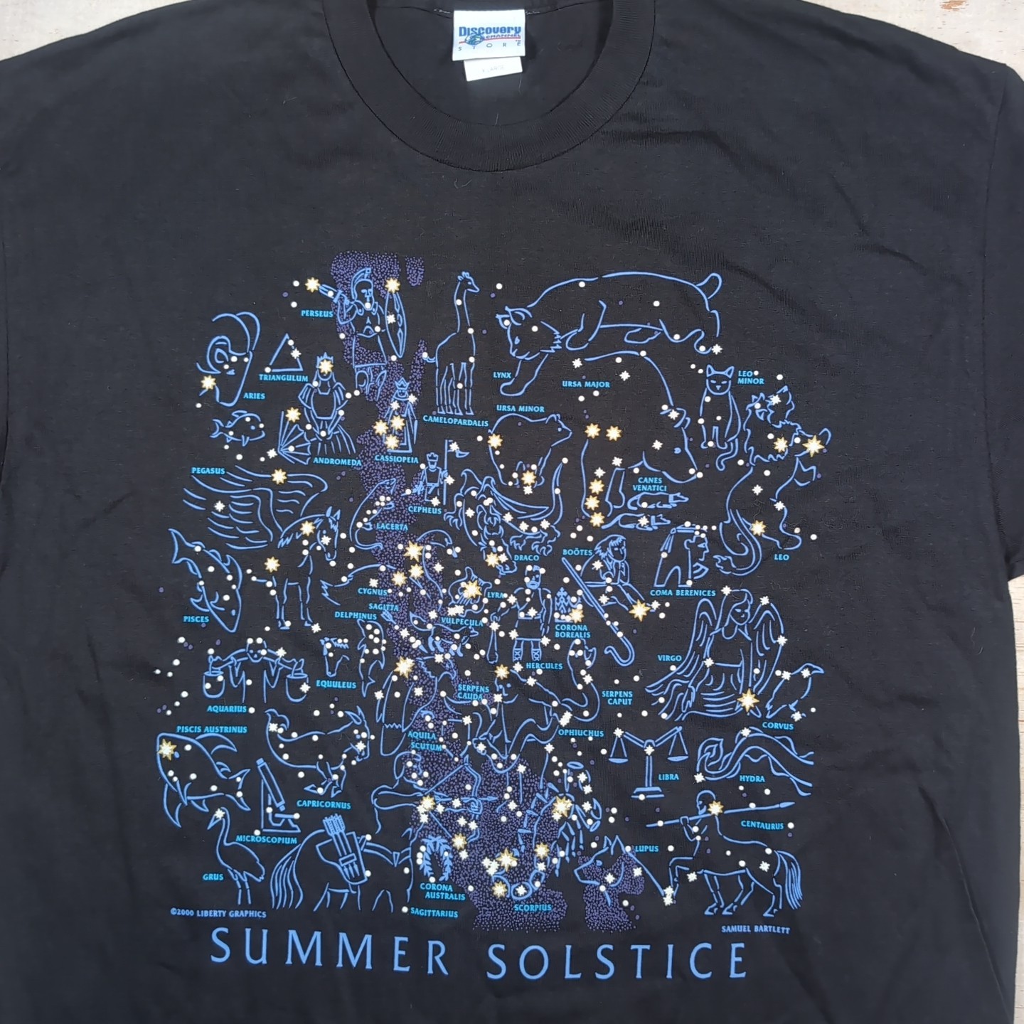Vtg Y2K Discovery Channel Shirt Mens XL Double Sided Constellations Glows N Dark gallery