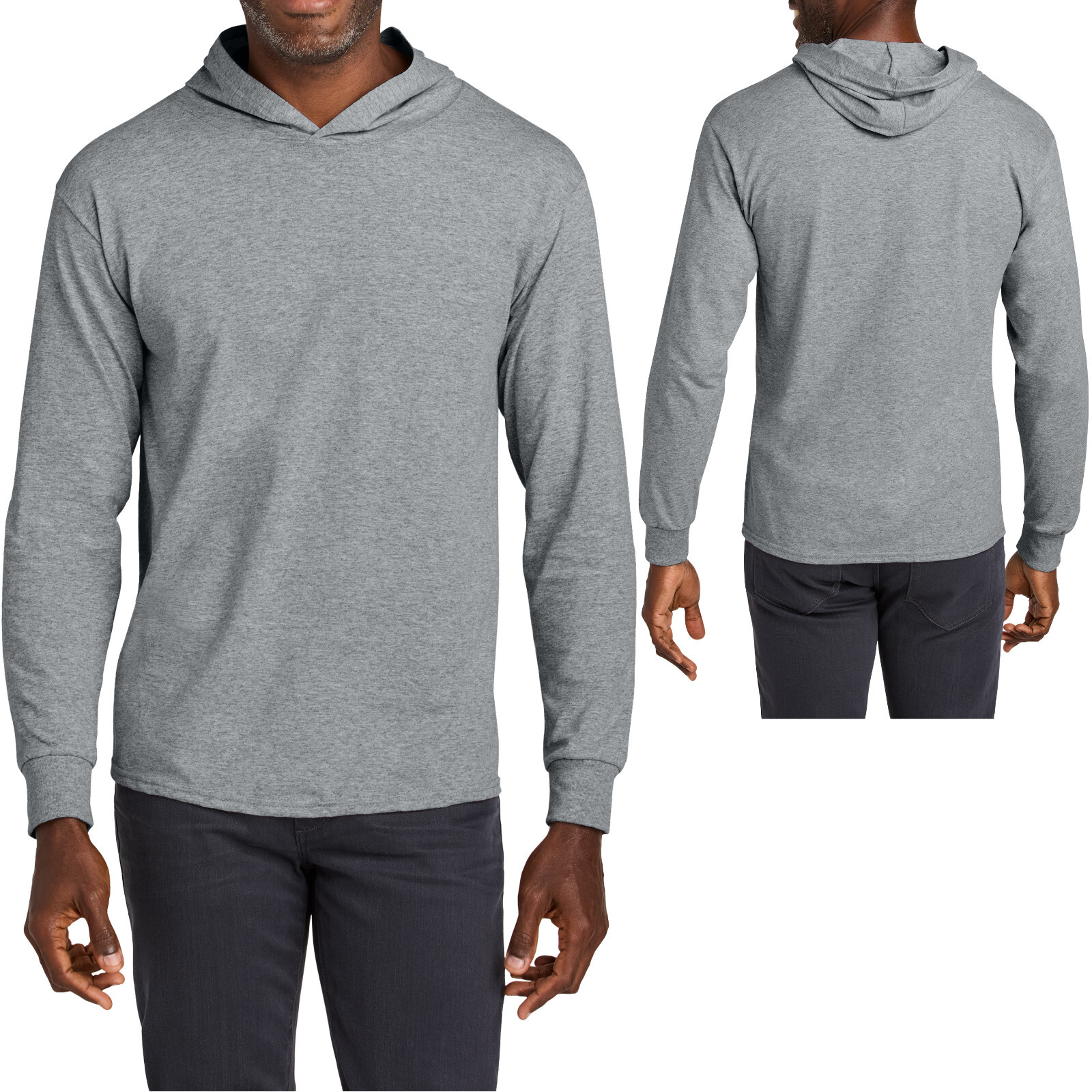 Mens Jerzees Cotton Long Sleeve Hoodie Tee Hooded T-Shirt 100% Classic Fit S-3XL gallery
