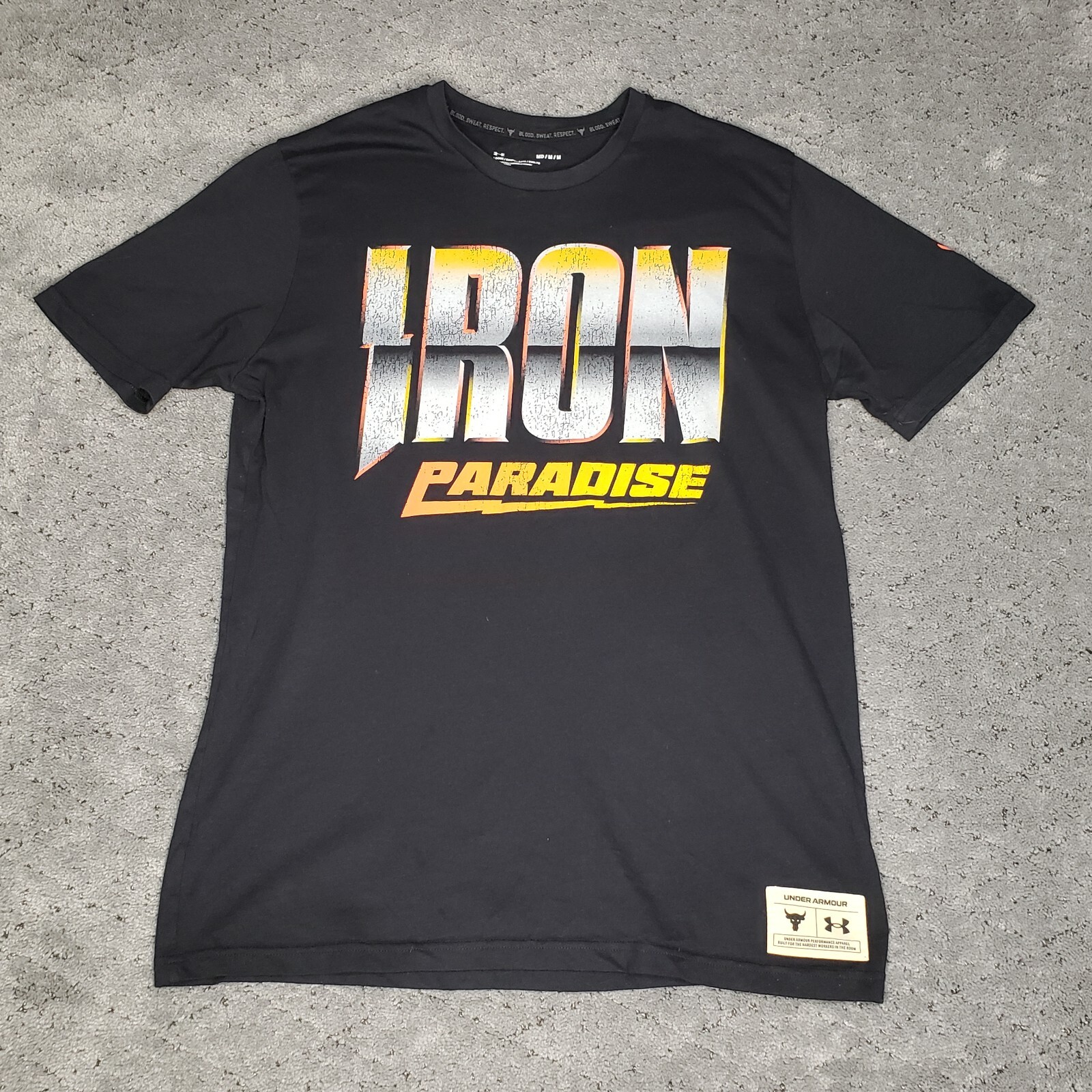 Under Armour Iron Paradise T Shirt Mens M Black Loose Short Sleeve Workout Gym gallery