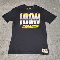Under Armour Iron Paradise T Shirt Mens M Black Loose Short Sleeve Workout Gym