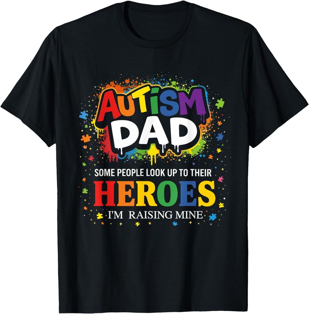 Autism Dad Puzzles Proud Son Hero Autism Awareness T-Shirt