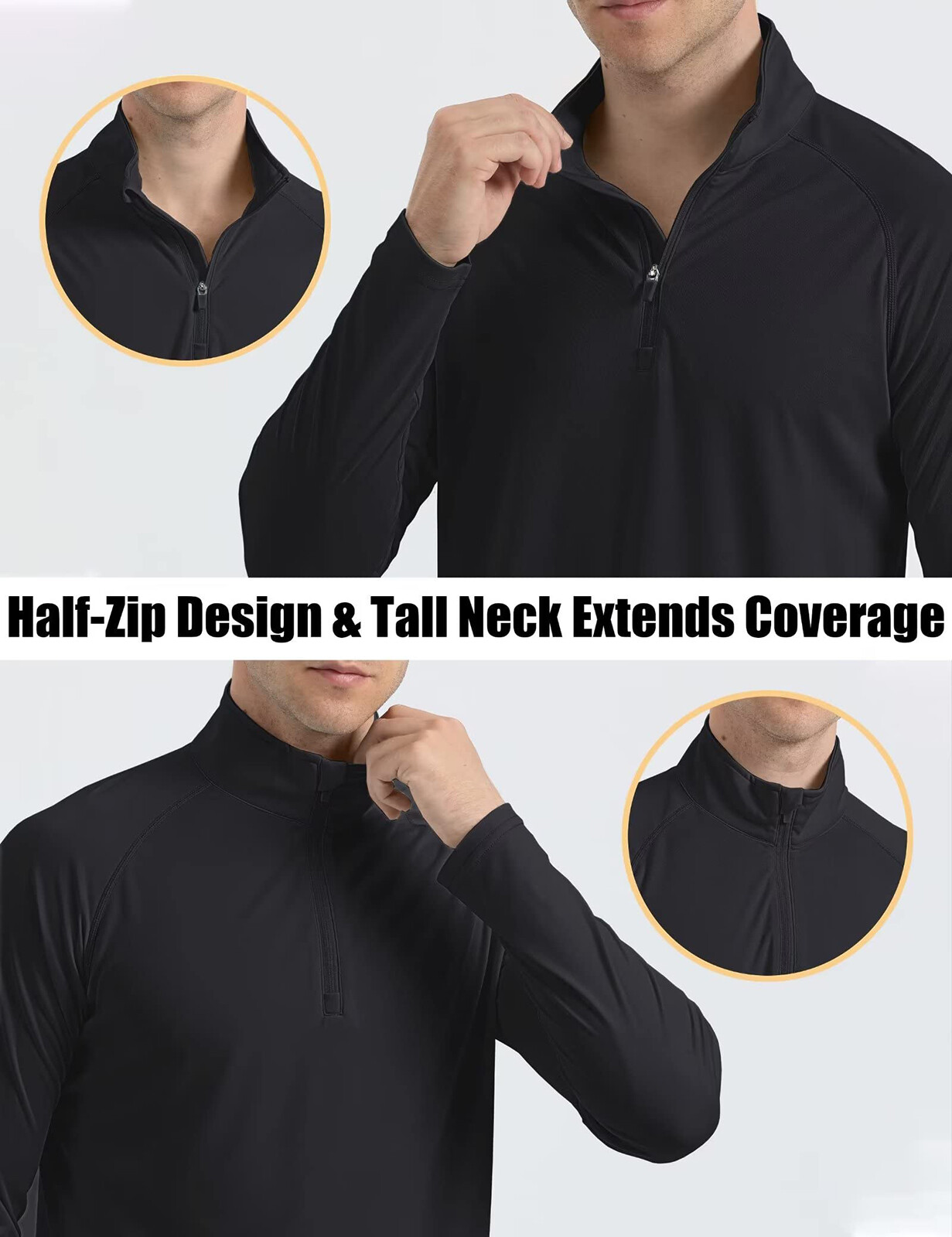 Mens Long Sleeve Shirt 1/4 Zip Sun Protection Shirts UPF 50+ Outdoor Hiking Tops gallery
