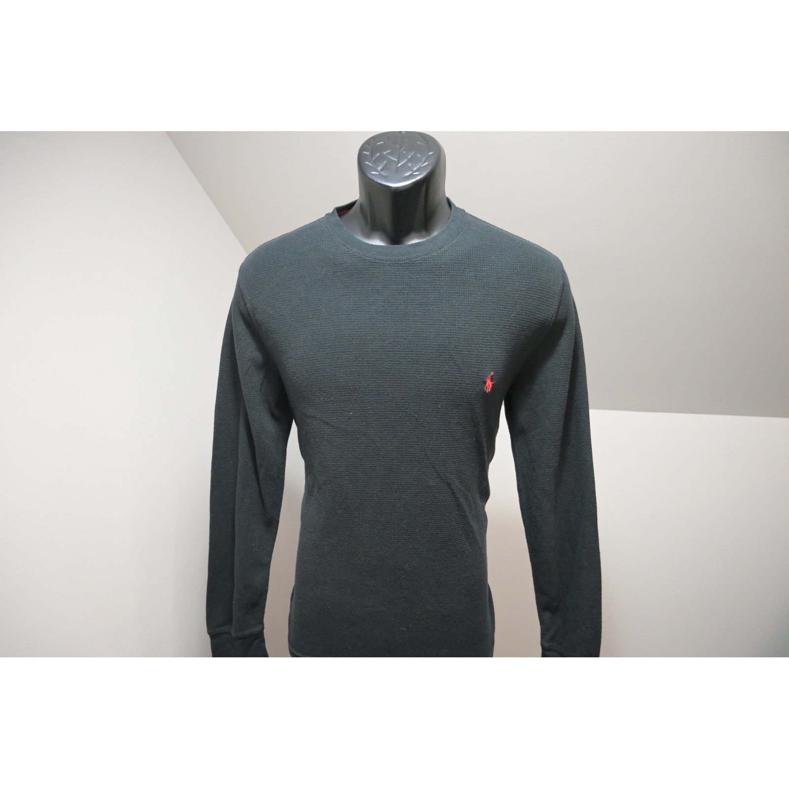 Polo Ralph Lauren Thermal Shirt Mens Medium Black Waffle Knit Pony Logo EUC gallery