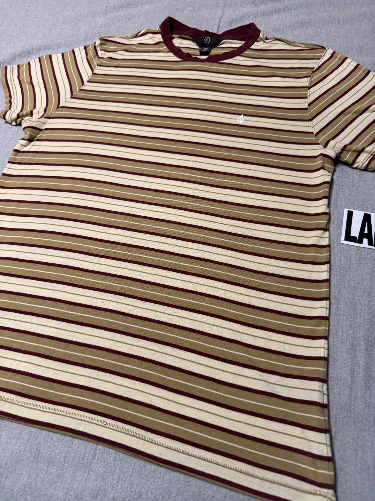 VOLCOM - Men's T-shirt SIZE L - LARGE - Yellow / Red - Striped - True to This gallery