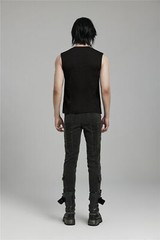 PUNK RAVE Men Black Punk Rock Gothic Steampunk Sleeveless Tops Tank Vest