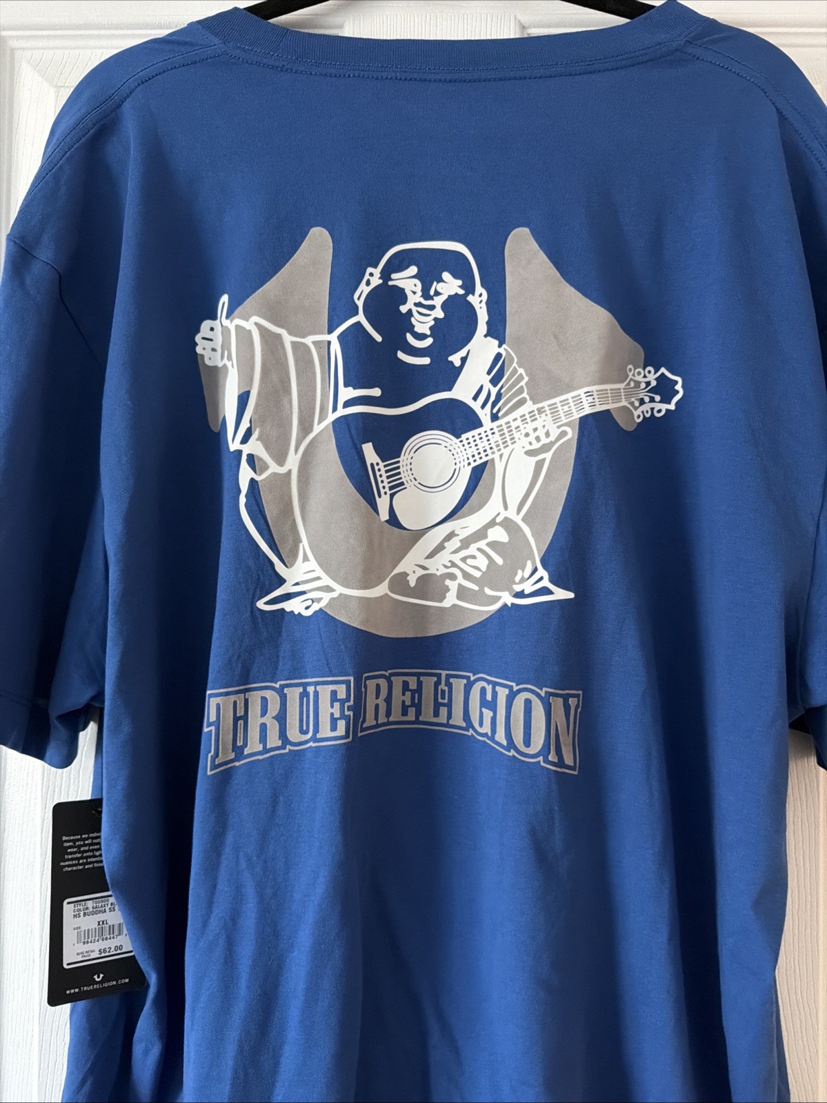 NWT True Religion Mens Buddha Horseshoe 100% Cotton Logo T-Shirt Blue 2XL $62 gallery