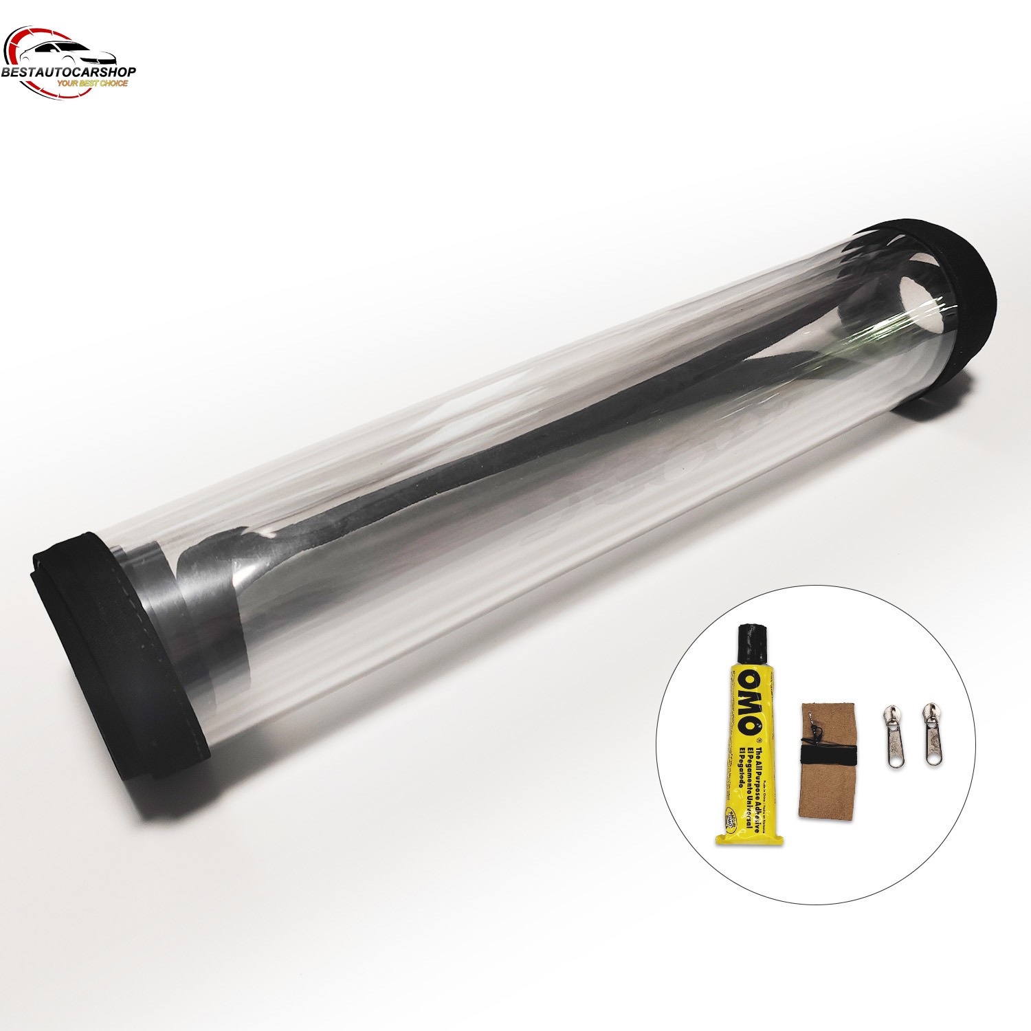 Clear Plastic Rear Window Black for 96-02 BMW Z3 with Zipper Slider GLue Thread
