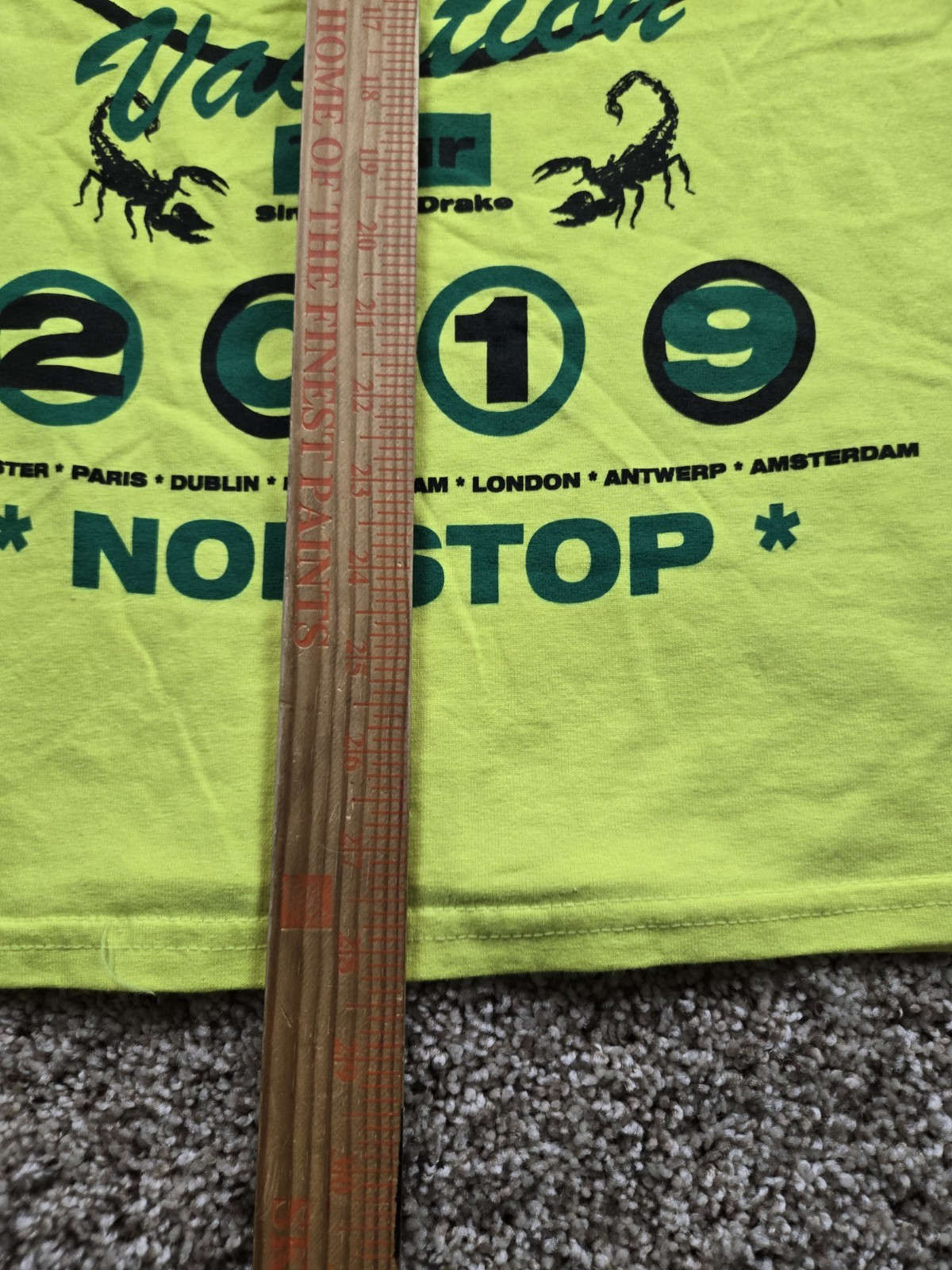 Drake 'Assassination Vacation T-shirt Medium Neon Yellow 2019 World Tour gallery
