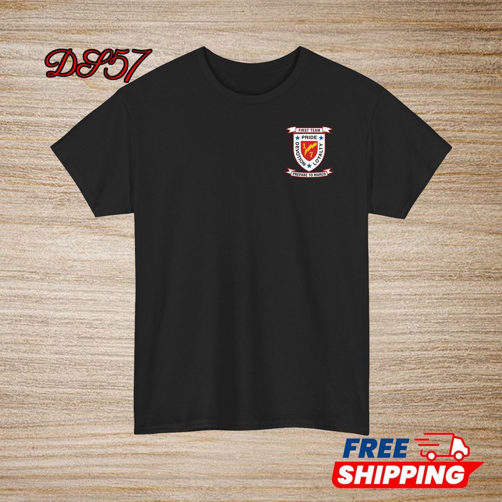 1st Battalion 7th Marine Regiment USMC Small Logo T-Shirt S-5XL Made In USA