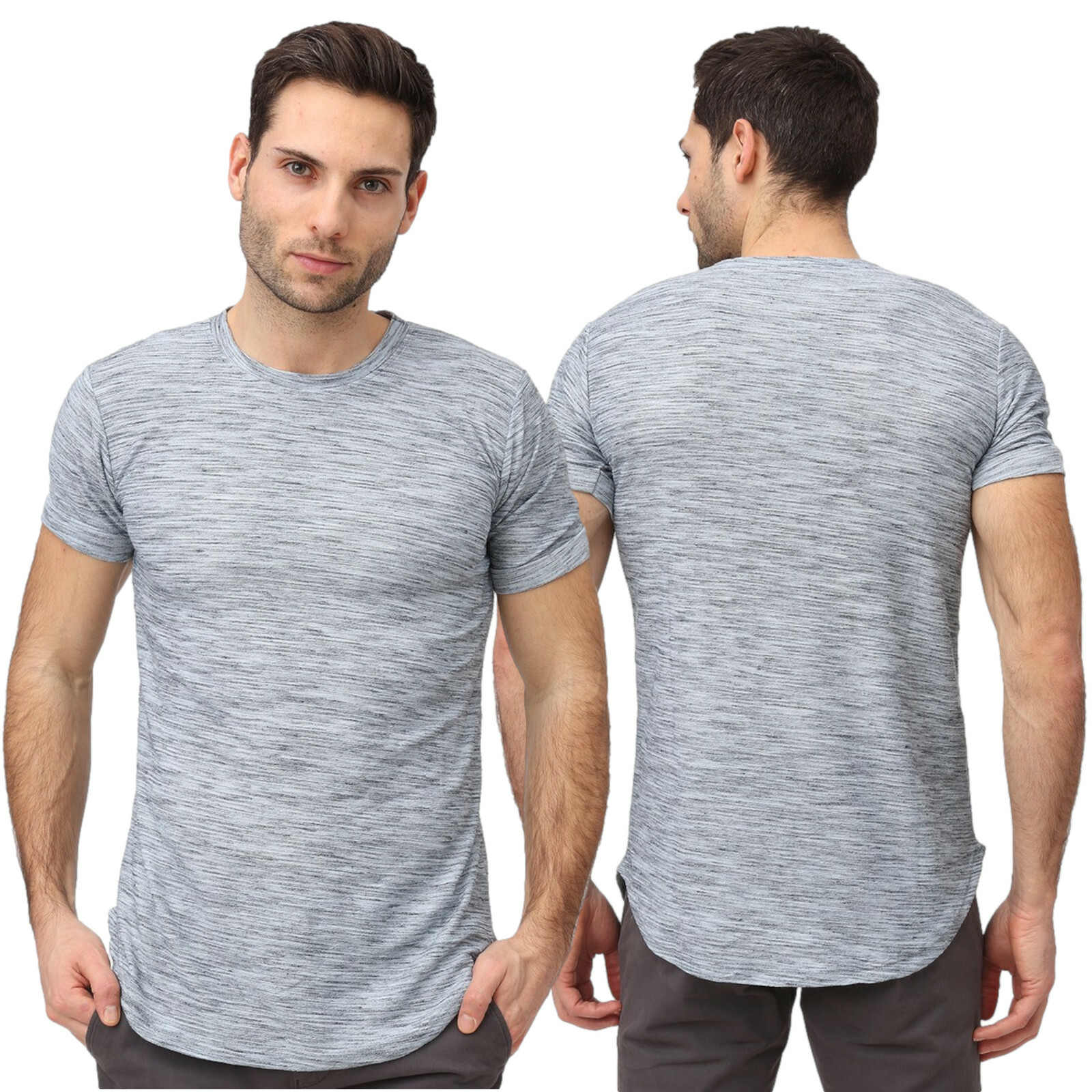 Mens Short Sleeve Crew Neck Round Hem Fitted T-Shirt 1748 gallery