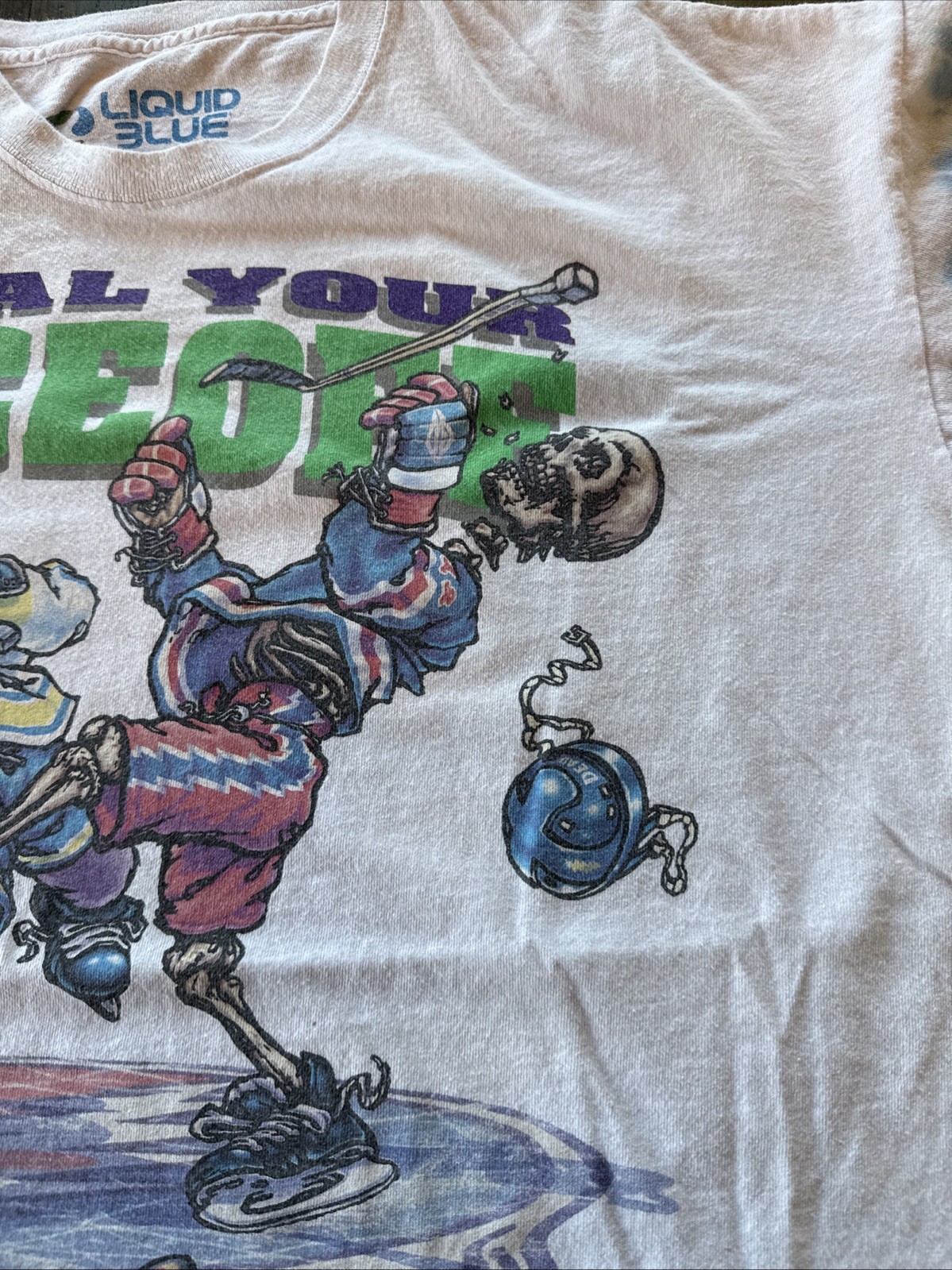 Vintage Grateful Dead Liquid Blue Hockey Tie Dye T Shirt 1994 XXL. 2XL Faceoff gallery