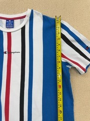 Champion Men’s Multicolor Striped Short Sleeve T-Shirt L Logo Crewneck