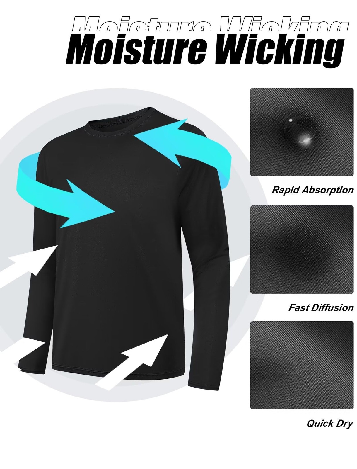 6 Pack Long Sleeve Shirts for Men Moisture Wicking UPF SPF Sun Protection Tee... gallery