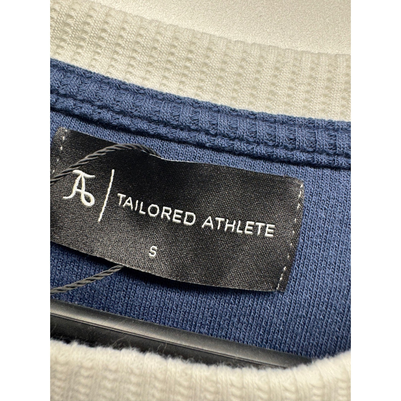 Tailored Athlete Textured Colour Blocked T-Shirt Mens S Blue White Ribbed Trim gallery