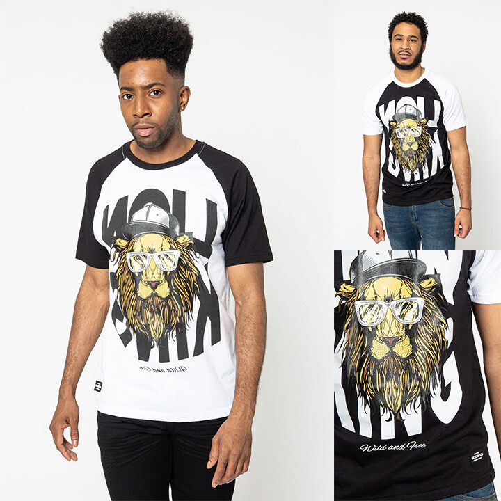 Victorious Men’s Casual Raglan Cool Lion King Graphic T-Shirt TS7386